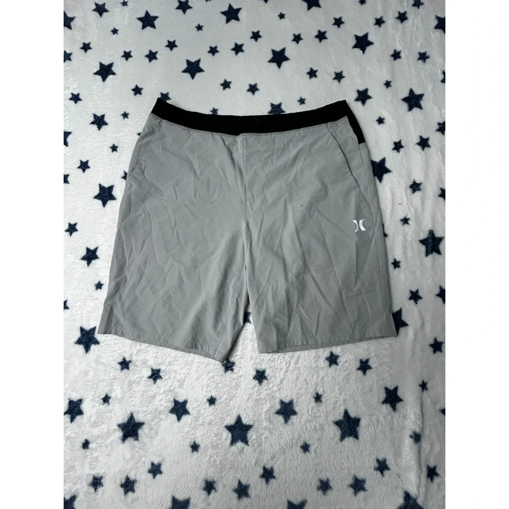 Hurley Mens Large Gray Board Shorts Swim Surf Stretch Hybrid Performance